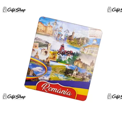 Romania, magnet din lemn patrat